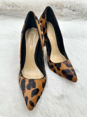 Schutz Lola Leopard Pumps Size 8 NWT Pointed Toe Stiletto Heels
